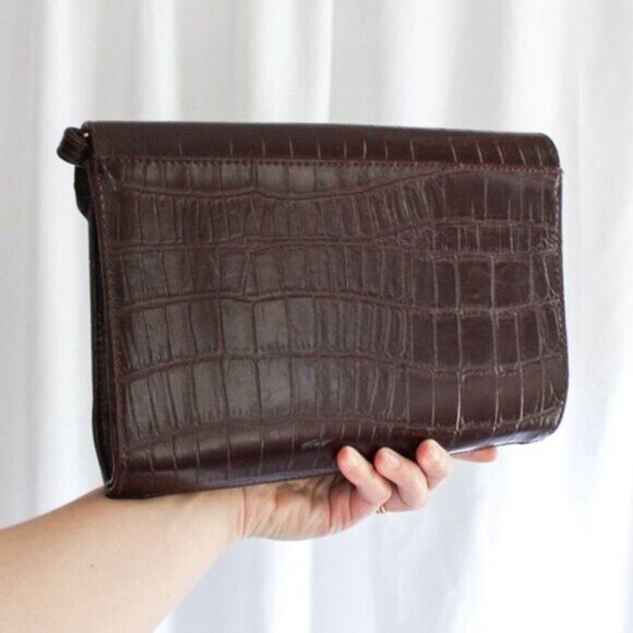 Vintage Bueno Brown Leather Crossbody Bag with Removable Strap Chocolate Brown - Picture 3 of 7